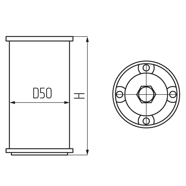 Опора 19606.150, нерегулируемая h 150 мм алюминий SALE