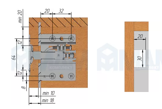 807 Мебельный навес для коробов нижнего яруса, правый, 120 кг