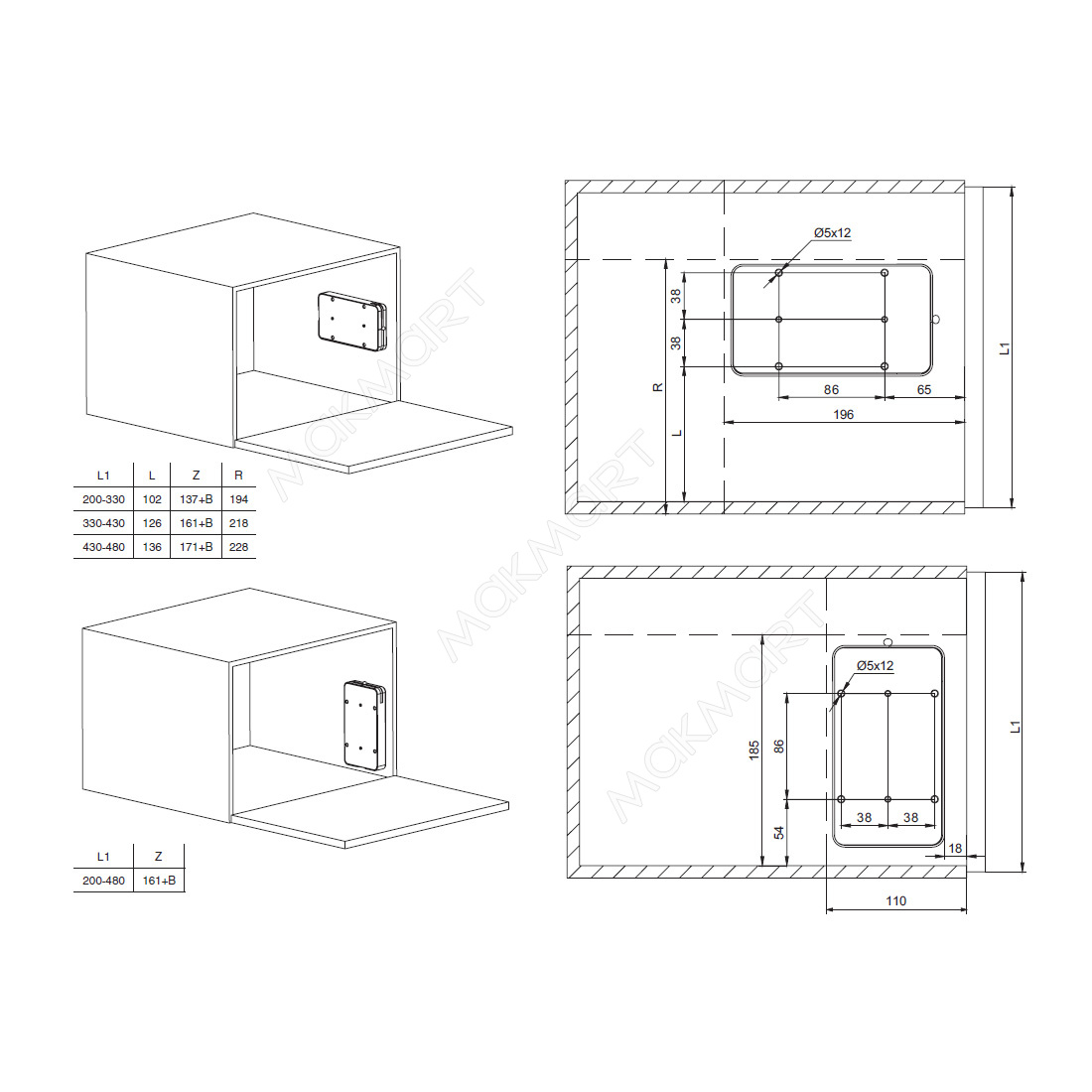 Подъемник для секретера MiniWinch, усилие 60N, универсальный