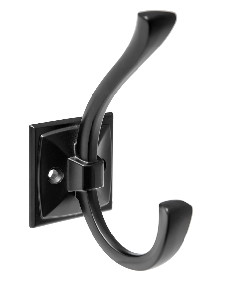 KR 0390 BL Крючок 2-х рожковый черный матовый