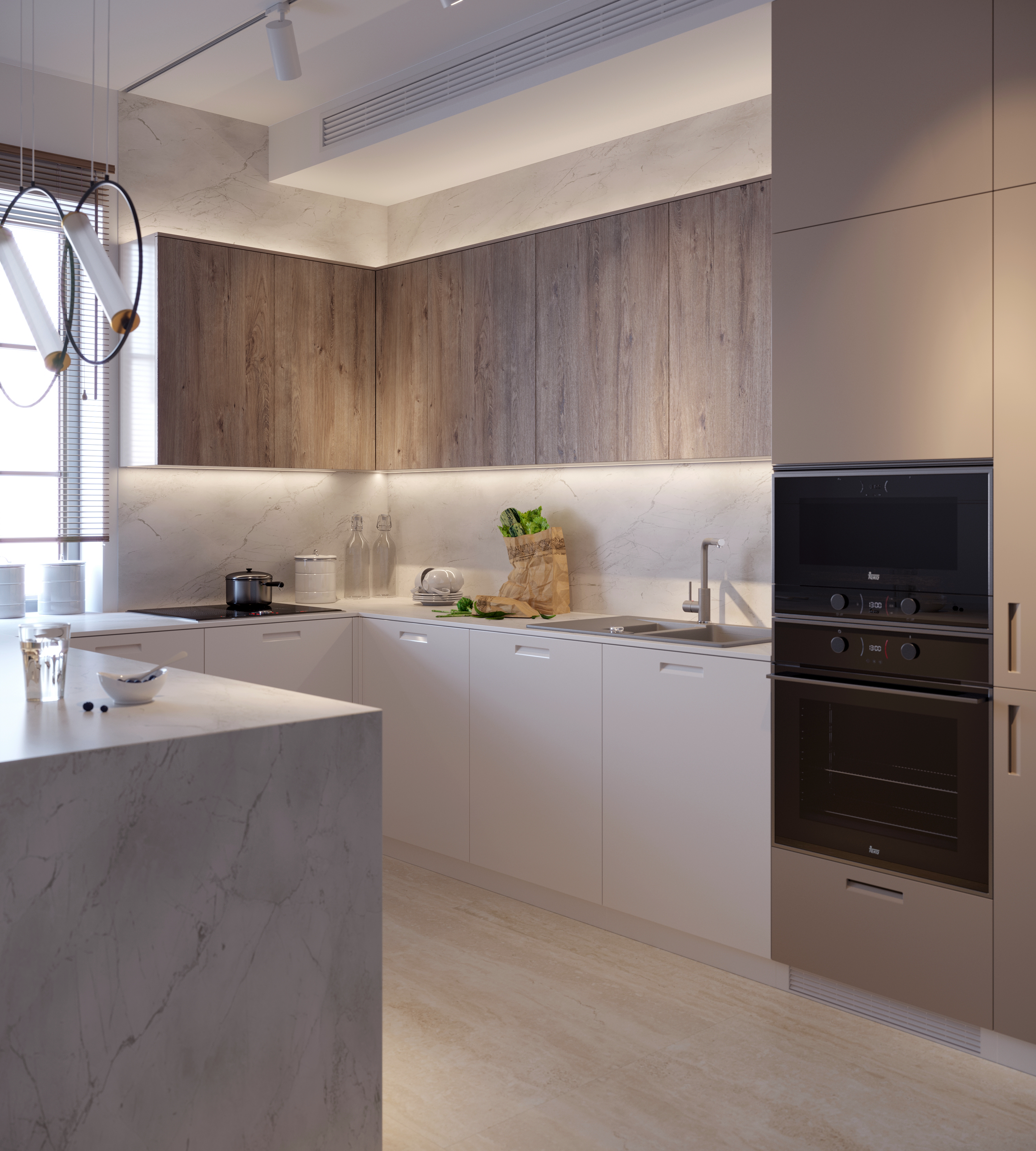 Столешница СЛОТЕКС 3000*600*40мм К2 - Мрамор Бланко (Blanco Marble) 2347/Pt