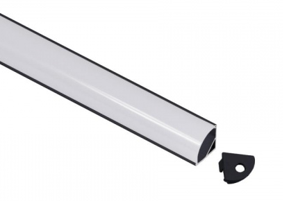 Профиль угловой накл. под светодиод. ленту + рассеиватель 2000*16*16мм, черный