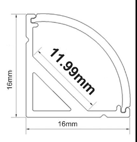 Профиль угловой накл. под светодиод. ленту + рассеиватель 2000*16*16мм, черный