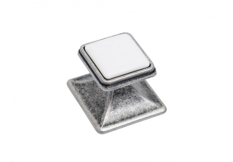 BRD RC115BAZ.4/W ручка кнопка  CHLOE чернёный старинный цинк/белый (заказ)