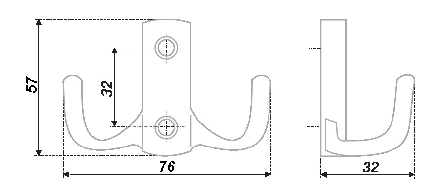 BRD K204GP.6 Крючок 2-х рожковый с перфорацией золото (заказ)