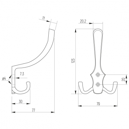 SETE Крючок RENAL 3-х рожковый черный никель SALE