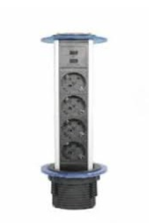 Блок розеток LK, 3 секции, Серебро Сенсорный (автомат), d=90,5мм, 2 USB  (заказ)