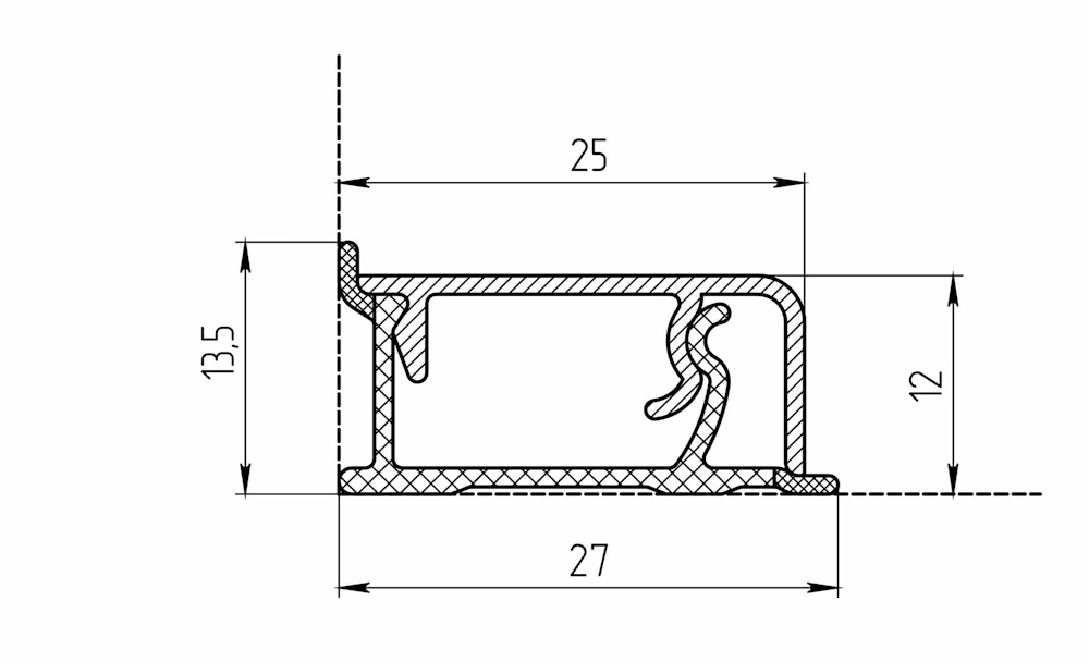 плинтус алюминиевый 3000 КВАДРО-Ч Черный