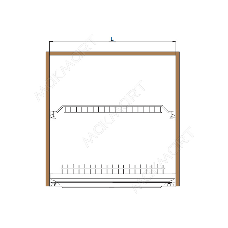 Сушка 2-уровневая в базу 600/16, с рамкой, поддон 1 шт. (пластик), отделка орион серый (заказ)