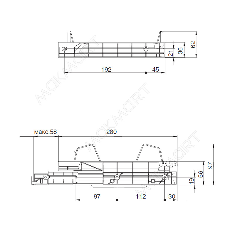 Сушка 2-уровневая в базу 600/16, с рамкой, поддон 1 шт. (пластик), отделка орион серый (заказ)