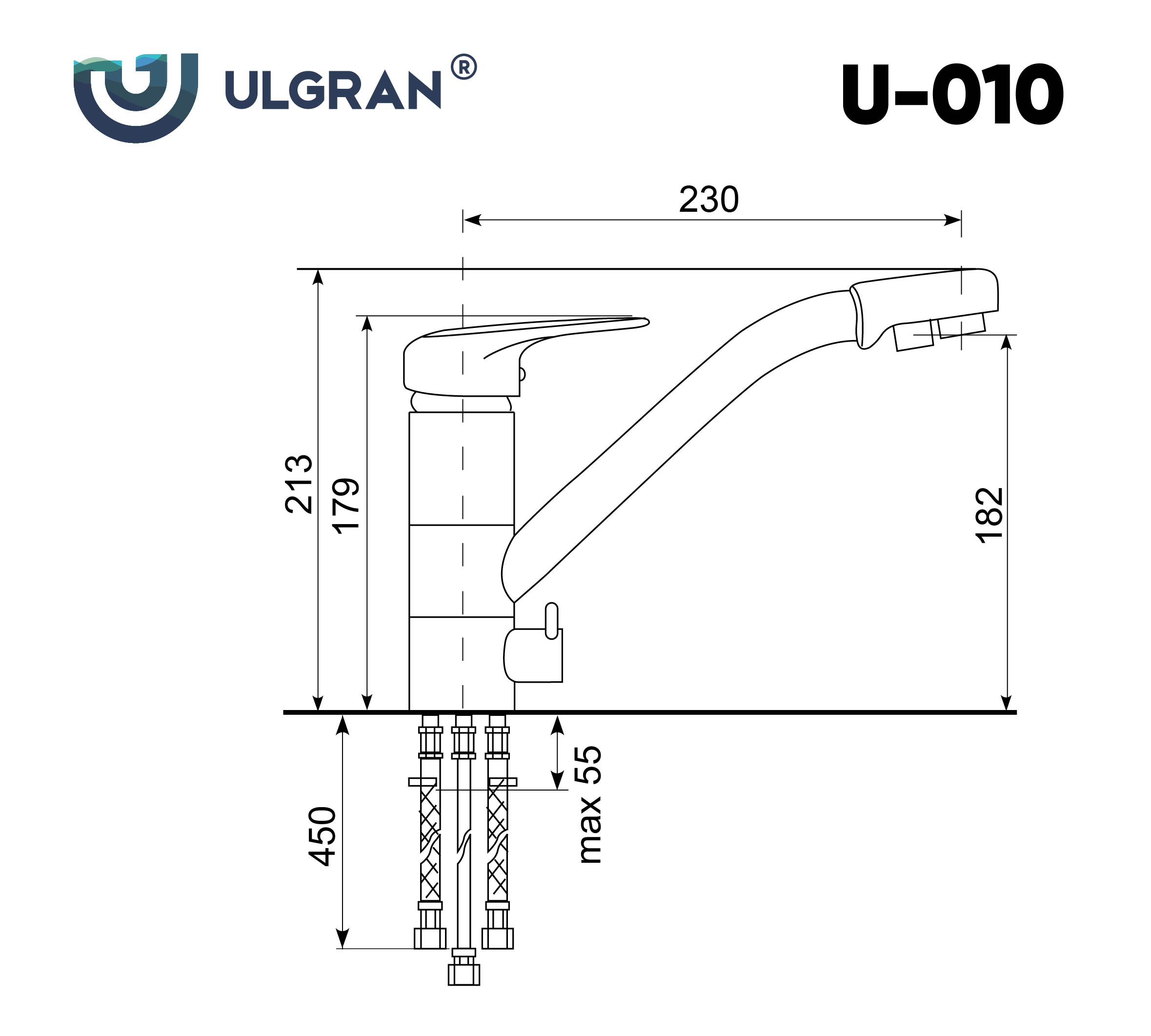Смеситель ULGRAN U 010 (342) графитовый SALE