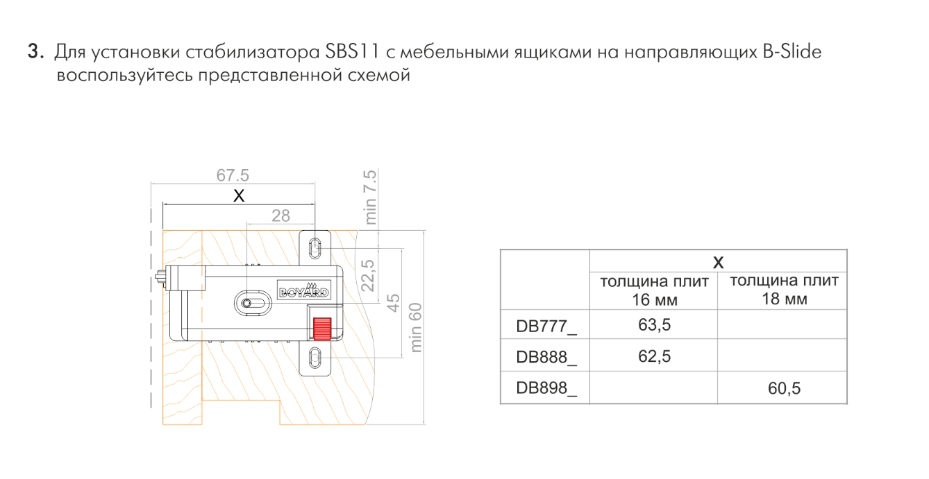 BRD SBS11/W Универсальный стабилизатор для широких ящиков ЗИП