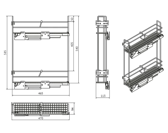 Kalibra Бутылочница 150, напр. скрытого монтажа 3150L с доводчиком