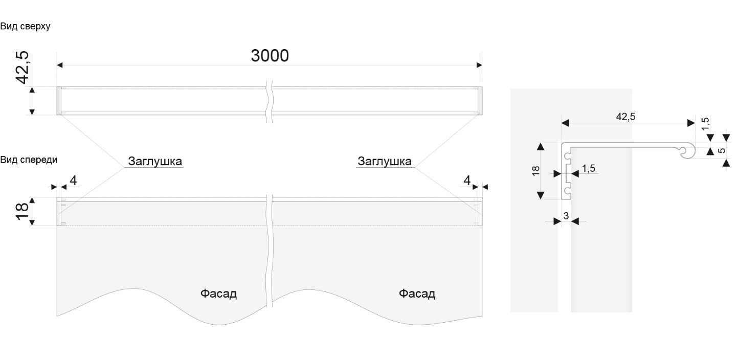 BRD RP101GR.1/000/3000 ручка-профиль 3м Серый SALE