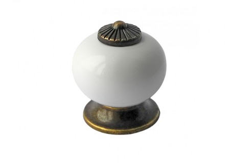 BRD RC106AB.3/W ручка кнопка BALU старинная латунь/белый (заказ)