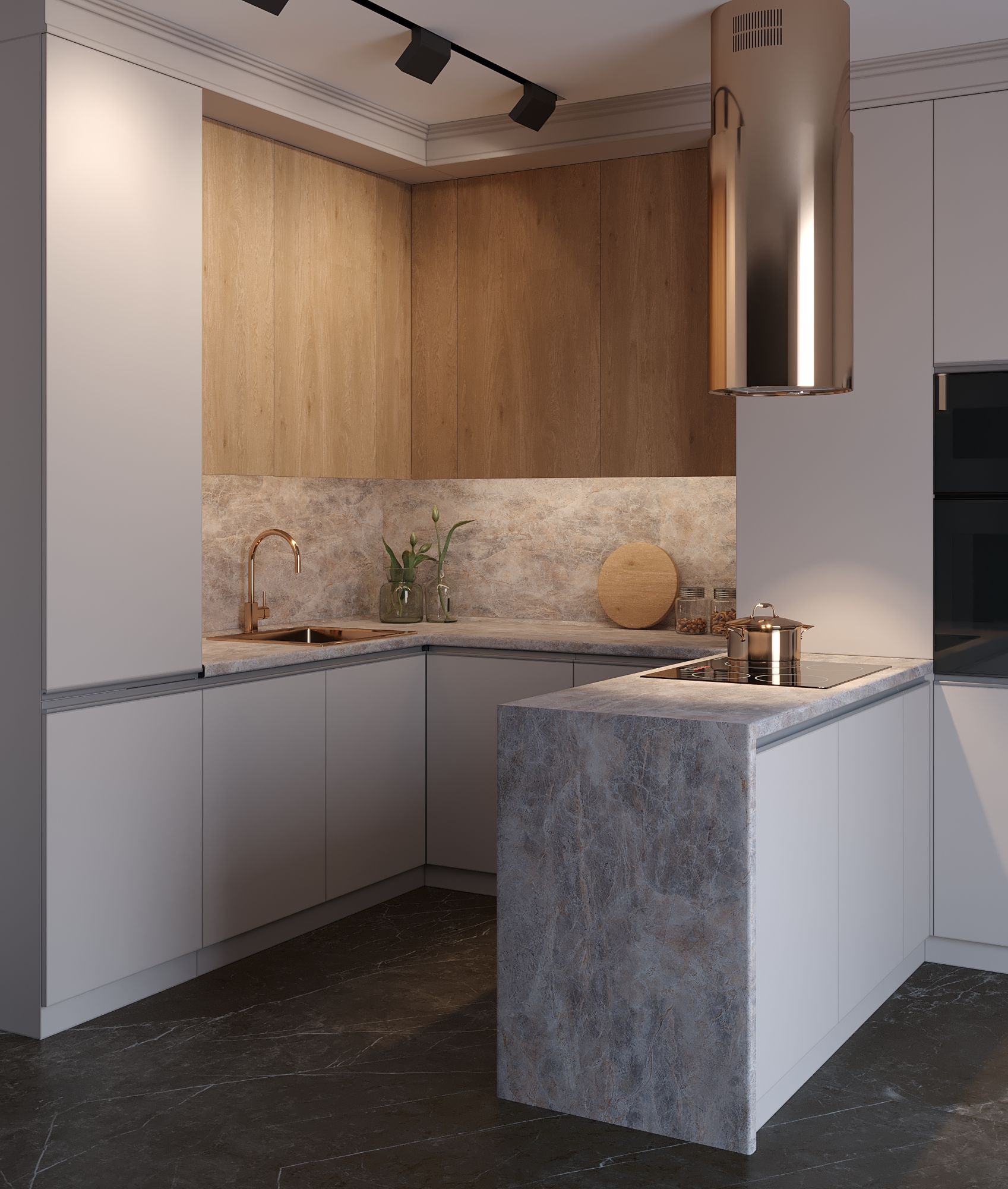 Столешница R3 КЕДР МК 3000*600*38мм 2 группа - Витория 8278/Pt (заказная) R3