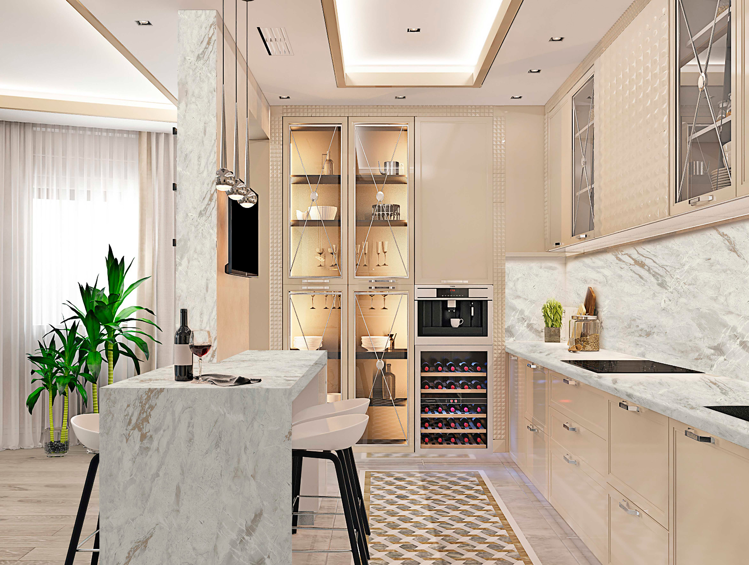 Столешница R3 КЕДР МК 3000*600*38мм 1 группа - Мрамор Алексис 7772/S АКЦИЯ