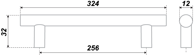 BRD RR002CP.5 ручка-рейлинг 256 мм хром полированный (стоп-лист)