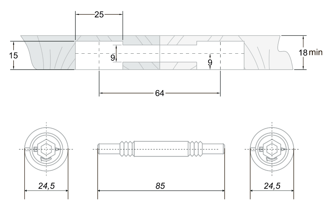 BRD Стяжка B-fix ST11/01/5/Zn/01, для панелей от 18мм, эксц. 25х15, дюбель двойной (снято)