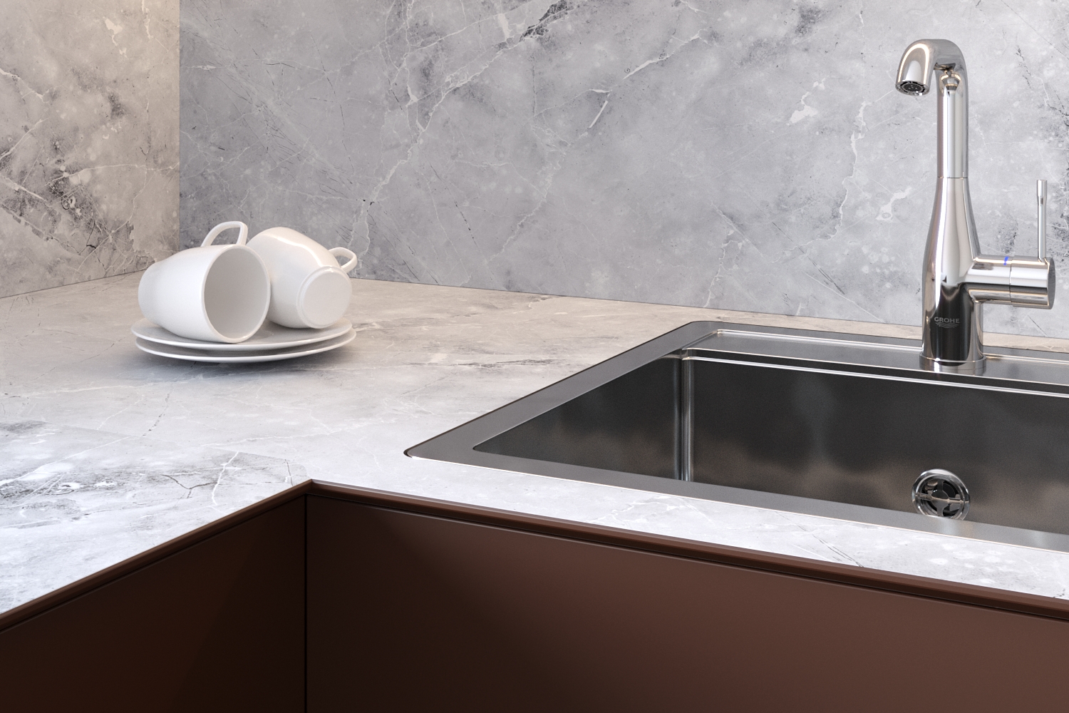 Столешница СЛОТЕКС 4150*600*40мм К2 - Итальянский камень (Italian Stone) 2342/Bst