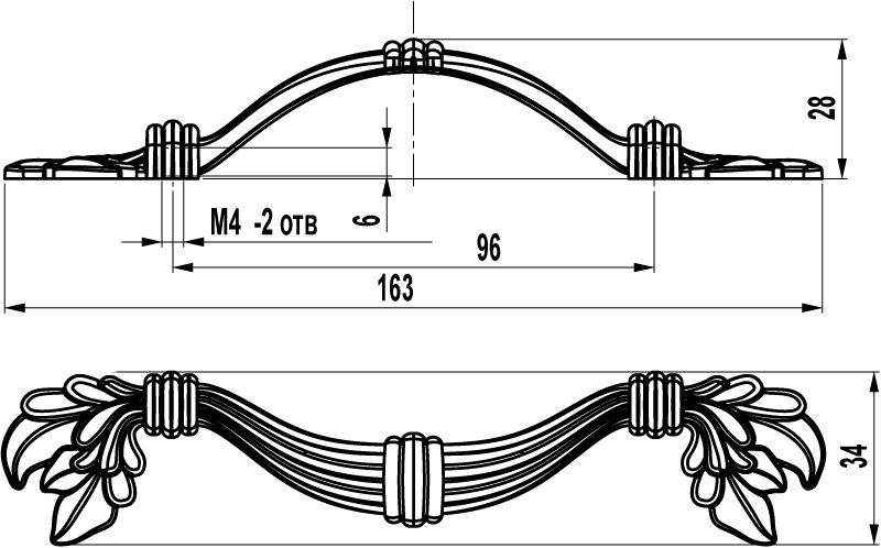 ВЛ FS-180 ручка скоба 96мм серебро прованс/9003 белый матовый (TS) SALE