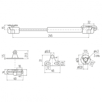 SETE Газлифт на открытие вверх N100, БЕЛЫЙ