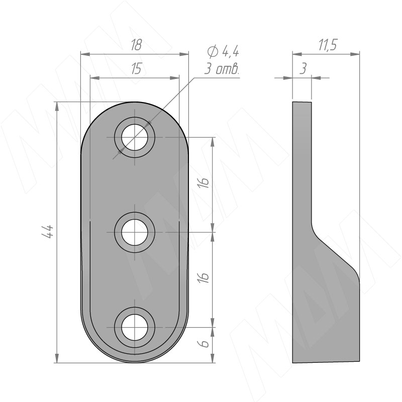 Штангодержатель для овальной штанги, серебро (заказ)