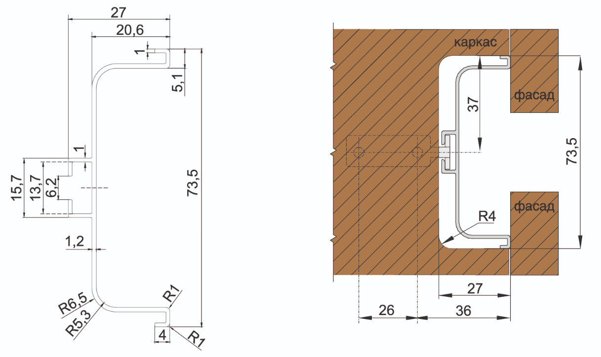 BRD RP050SC.1/000/4100 ручка-профиль С 4100мм GOLA BALANCE сатиновый хром