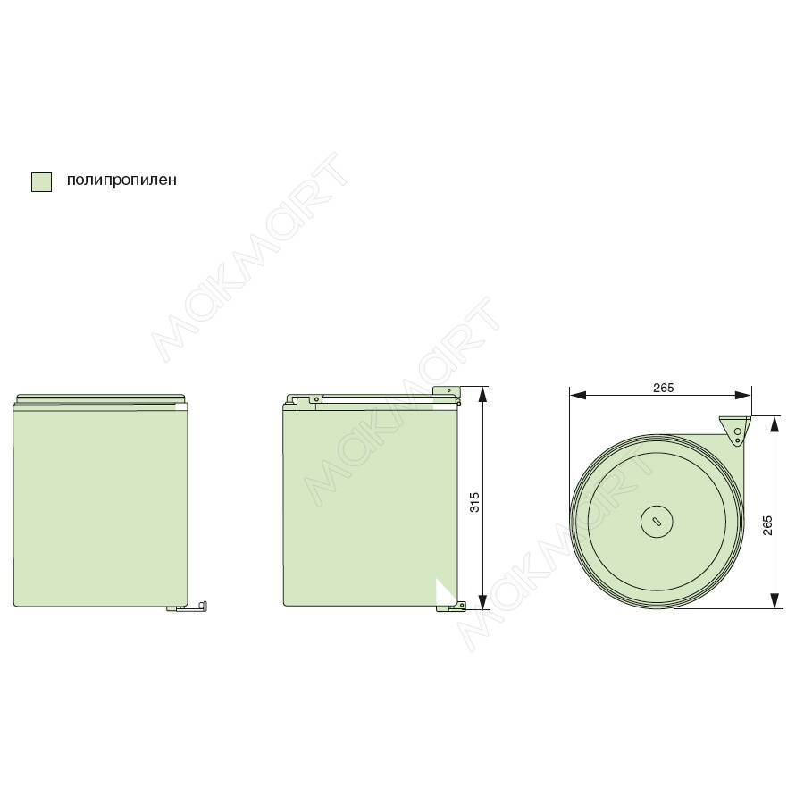 Ведро для мусора (11л), пластик белый, 97B SALE