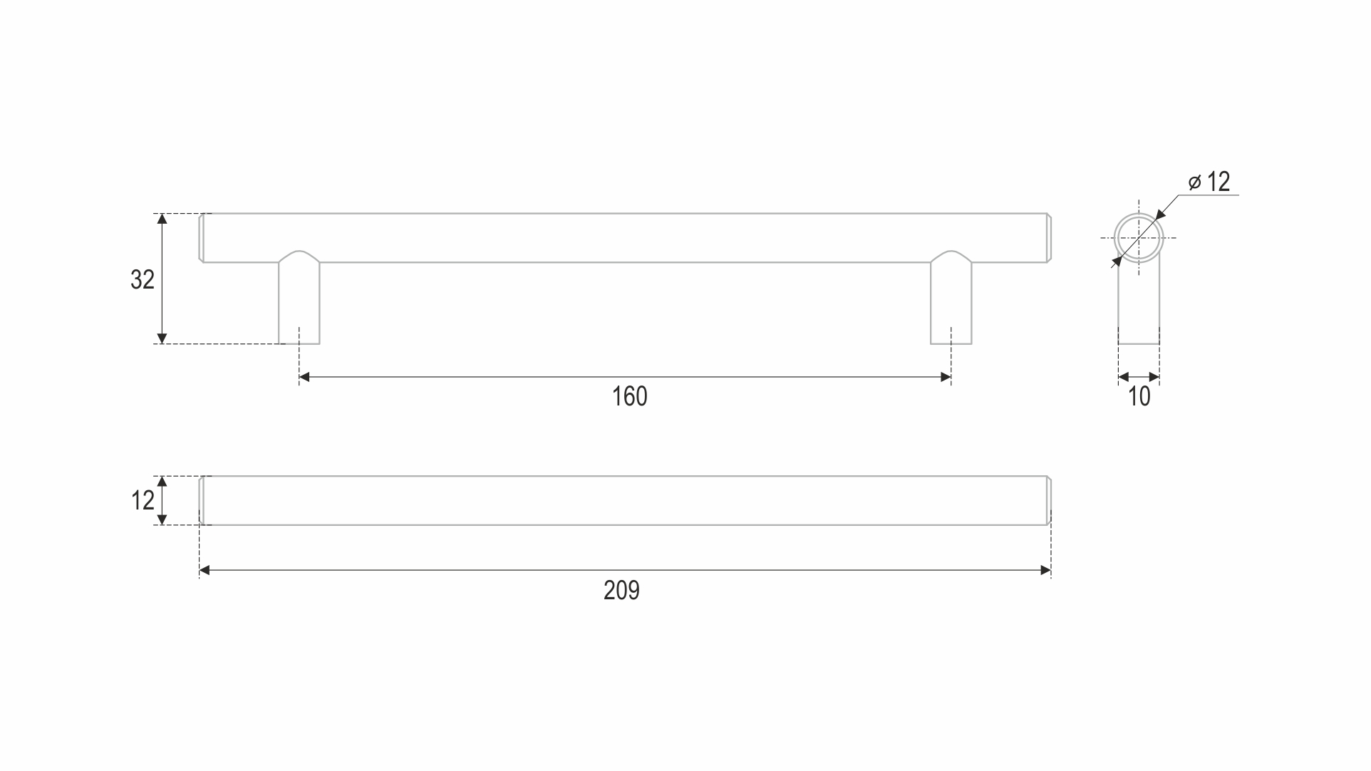 BRD RR007BL.5/160 ручка-рейлинг 160мм AGENT черный матовый (заказ)
