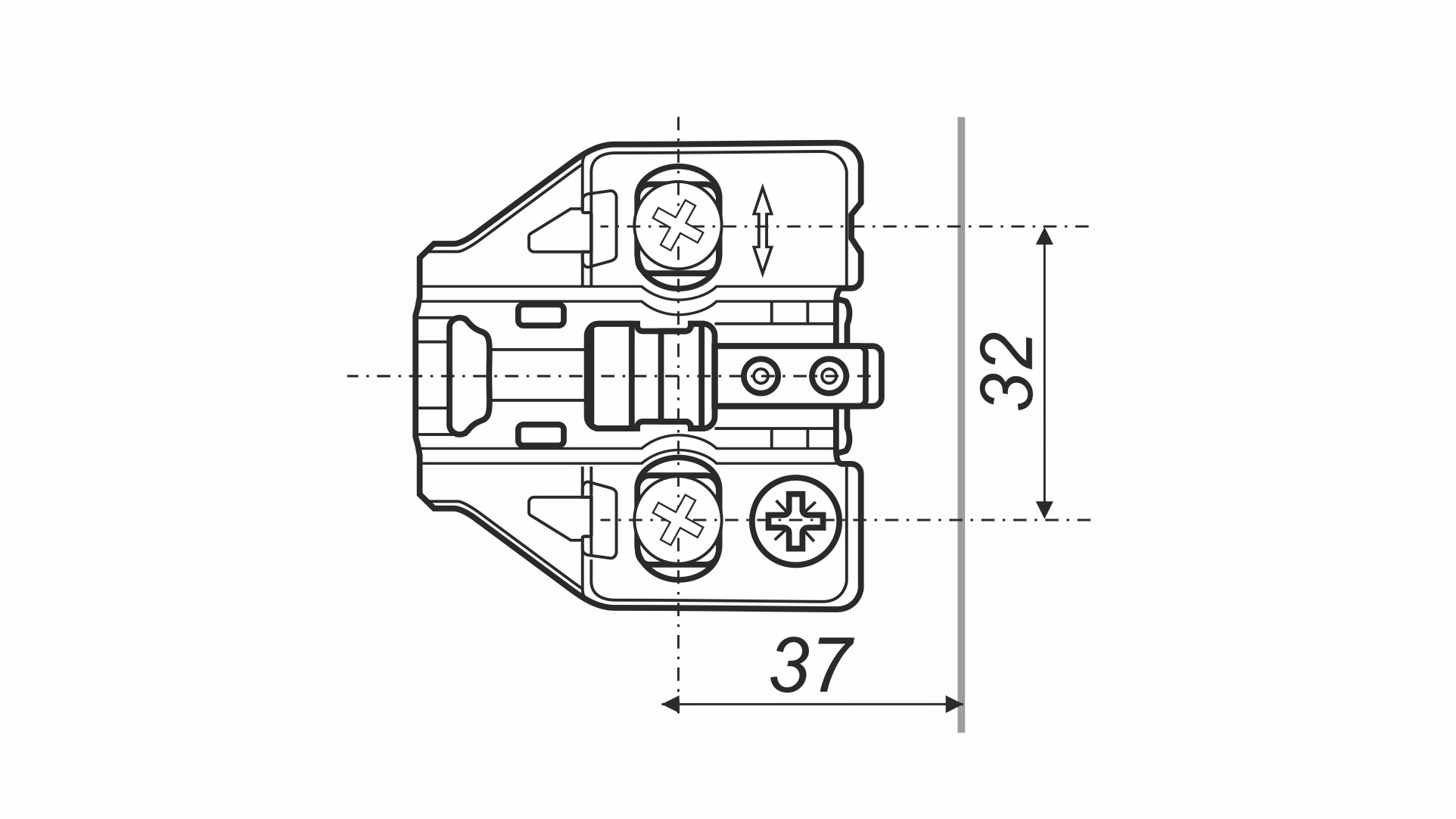 BRD H8032BN Планка с эксцент. для петель ЭVO 801, 890, 901, 913, 990, 813 (заказ)