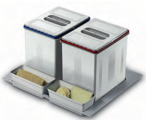 Контейнер для отходов двойной Н=300 мм, М 600, min/max 465/540*420/490, 2*16 л + 2 лотка + подд SALE