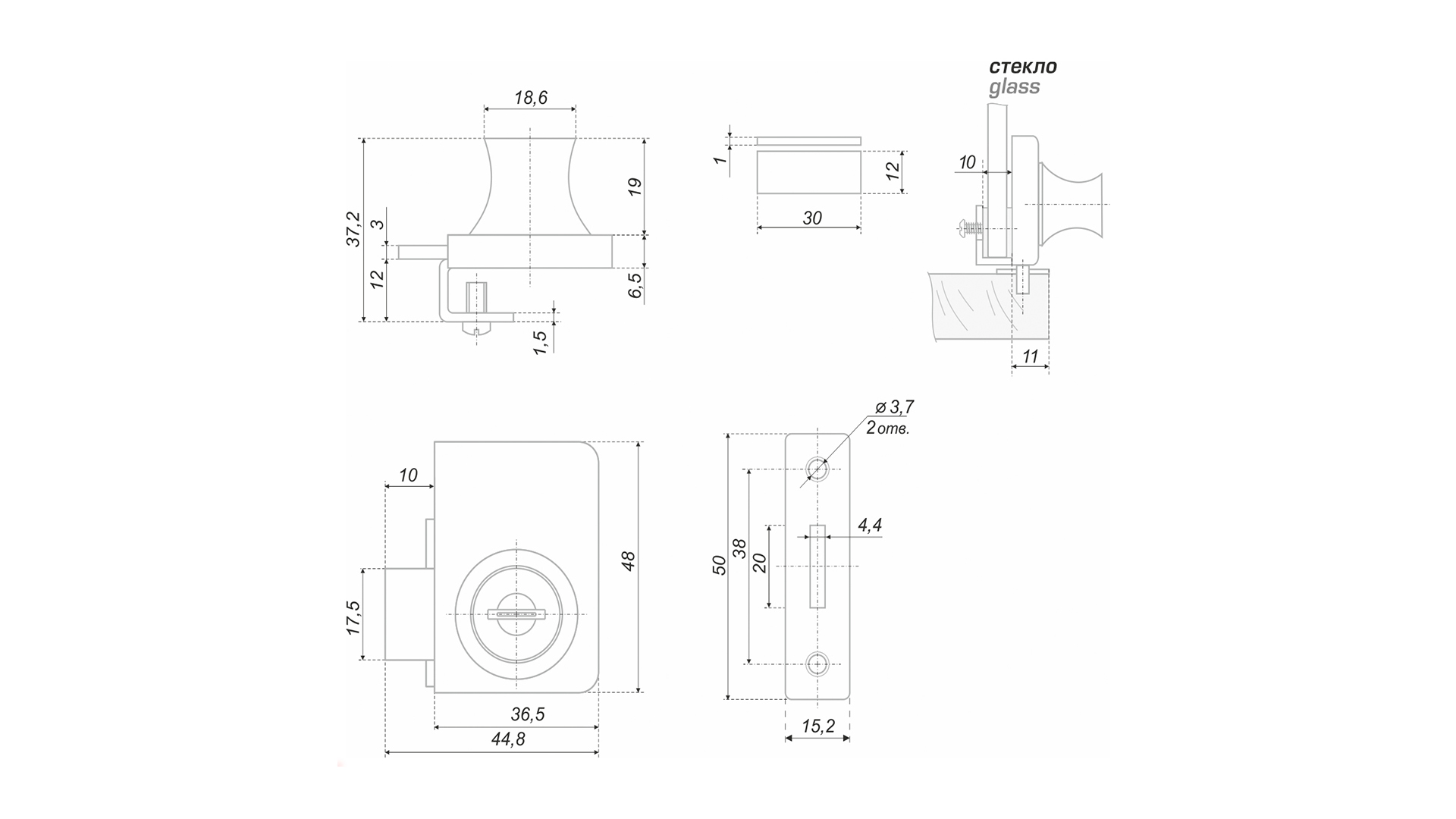 BRD замок для двух стеклянных дверей мебельный Z258CP (снято)