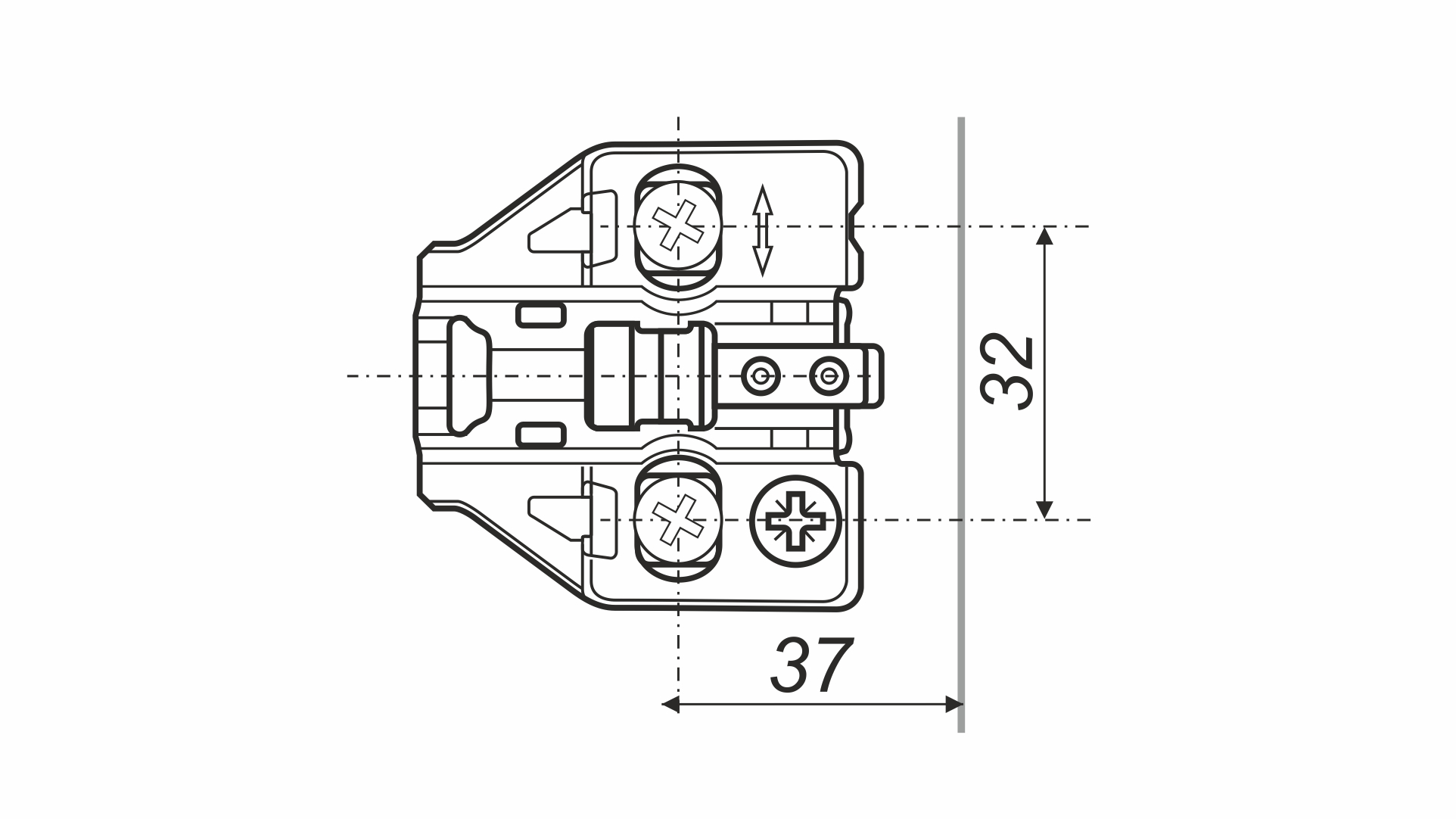 BRD H8030 Планка с эксцентриковой регулировкой и винтами для петель EVO(801,890,901)