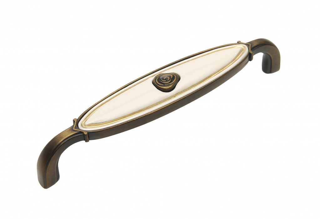 BRD RS111BАВ.4/W ручка-скоба 96мм MARTA брашированная старинная бронза/кремовый (заказ)