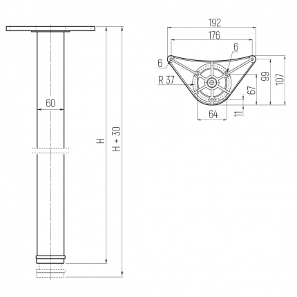 Опоры для столов и барных стоек  h 820 d 60 сталь (на площадке)