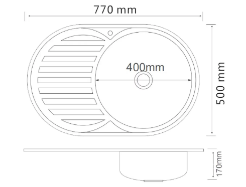 Мойка 6-7750 R 0.6мм овал Правая Матовая