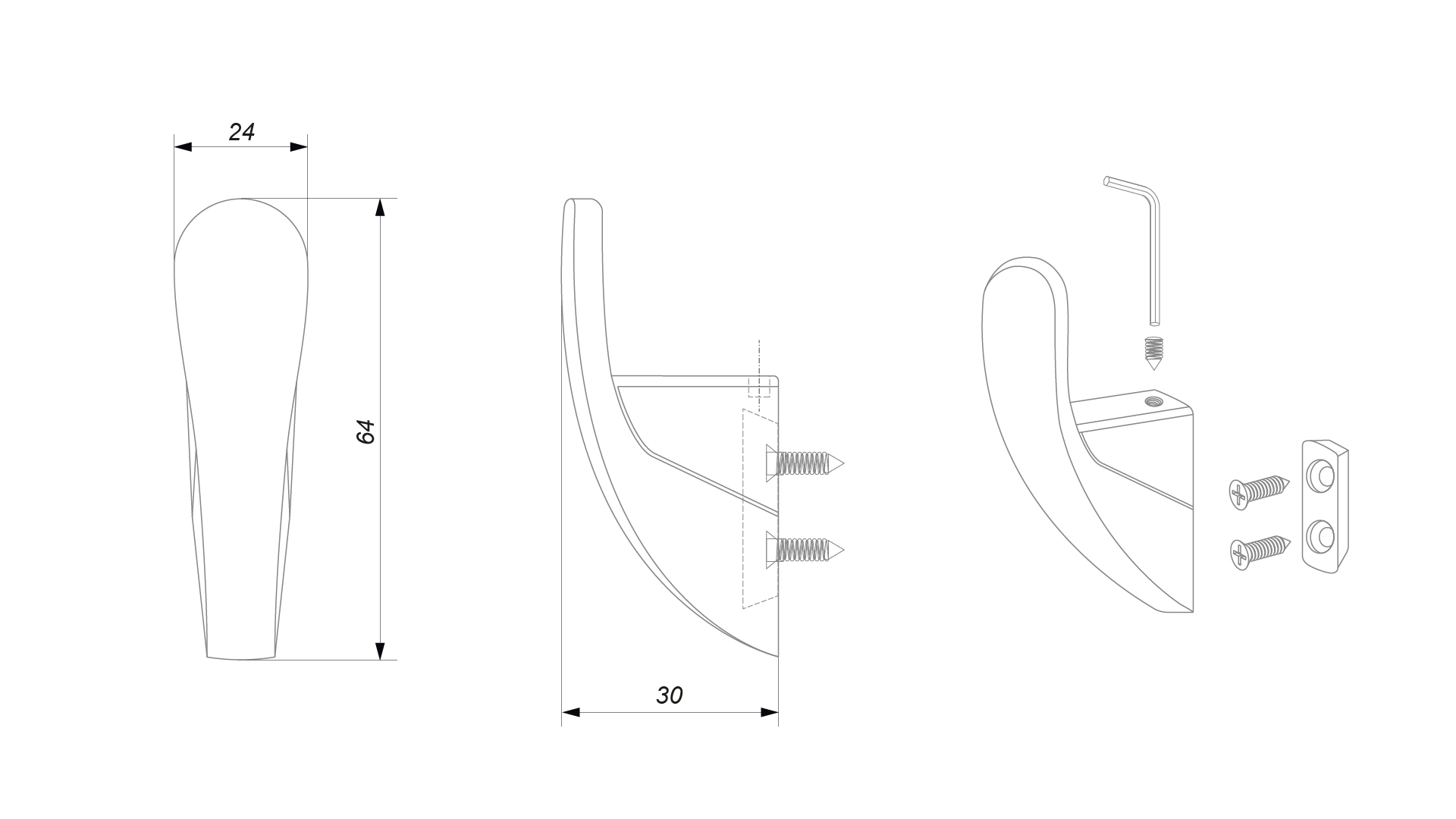 BRD K104BSN.9 Крючок SKY однорожковый Атласный сатиновый никель (заказ)
