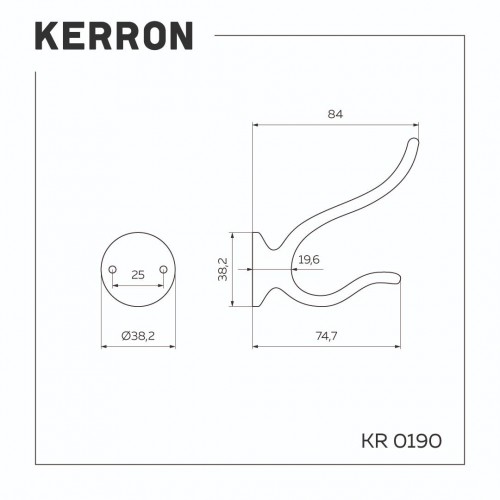 KR 0190 Крючок 2-х рожковый хром SALE