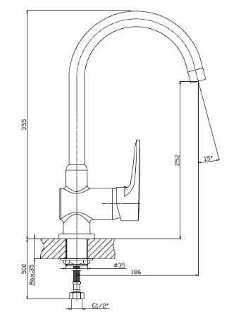 Смеситель GRANFEST 3023 красный марс