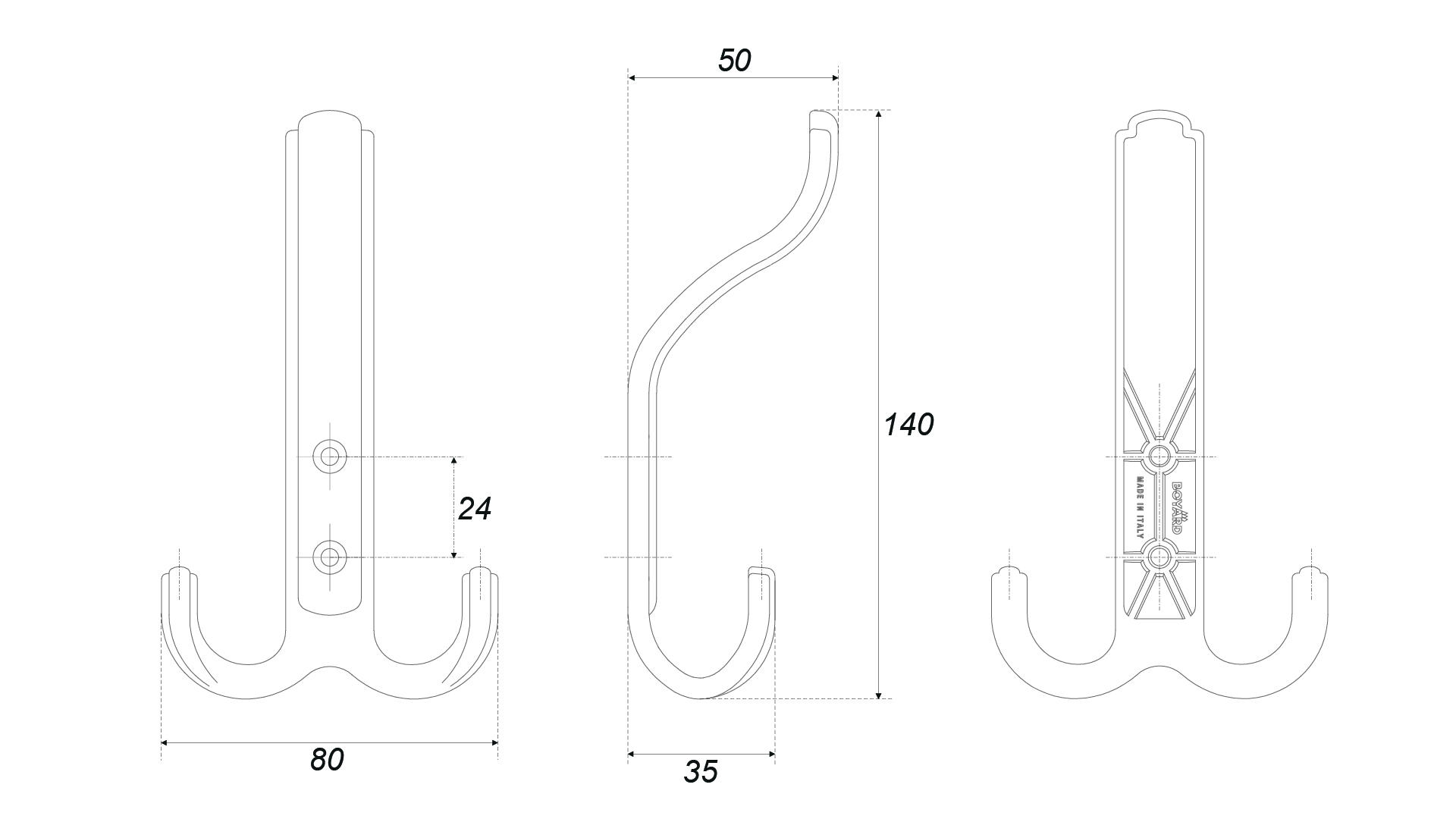BRD K352MAB.6 Крючок DOMANI LF 3-х рожковый Матовая старинная латунь (заказ)