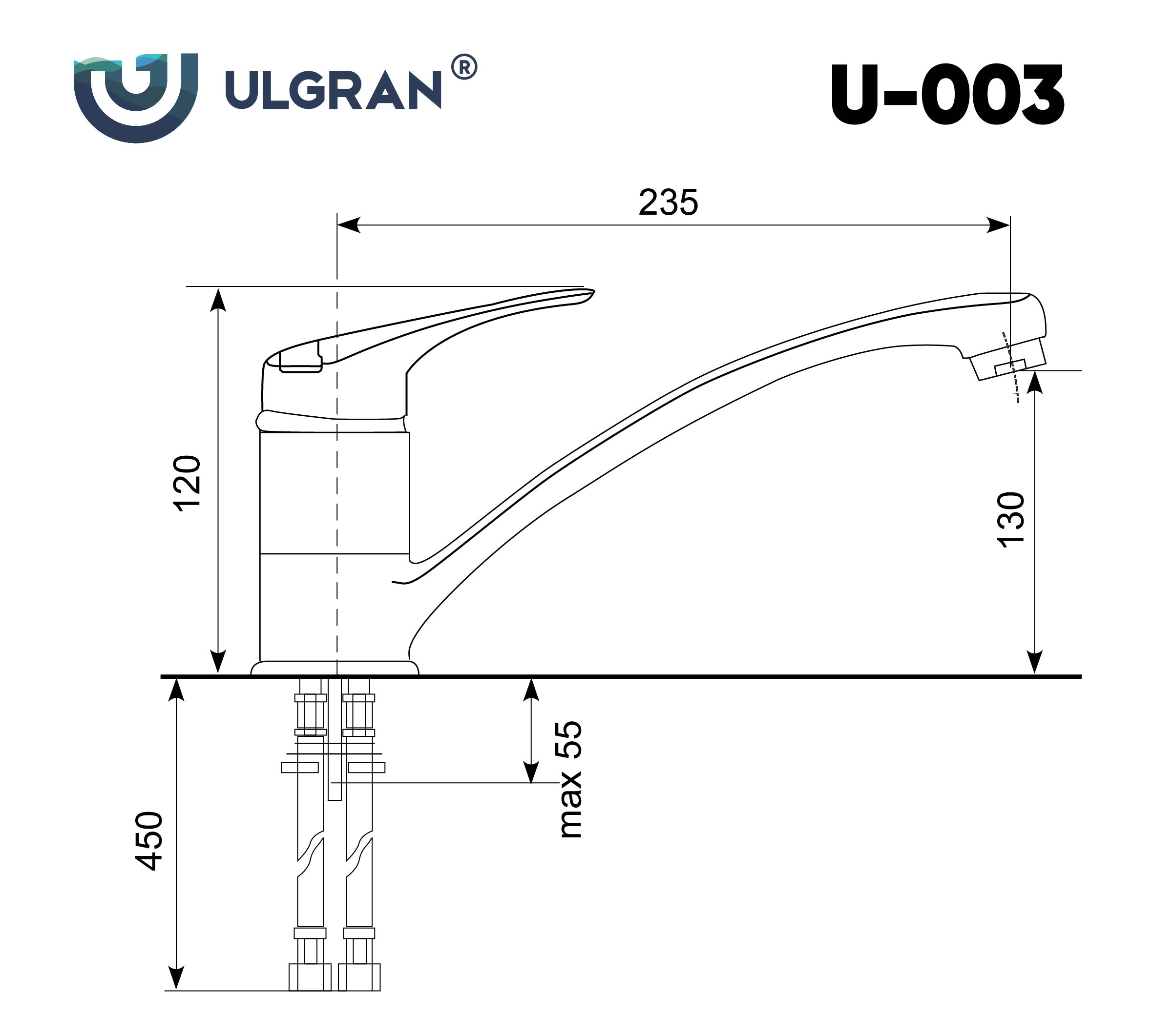 Смеситель ULGRAN U 003 (341) молочный