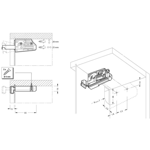 Подвеска полок 806 на саморезах под крышечку, левая (стоп-лист)