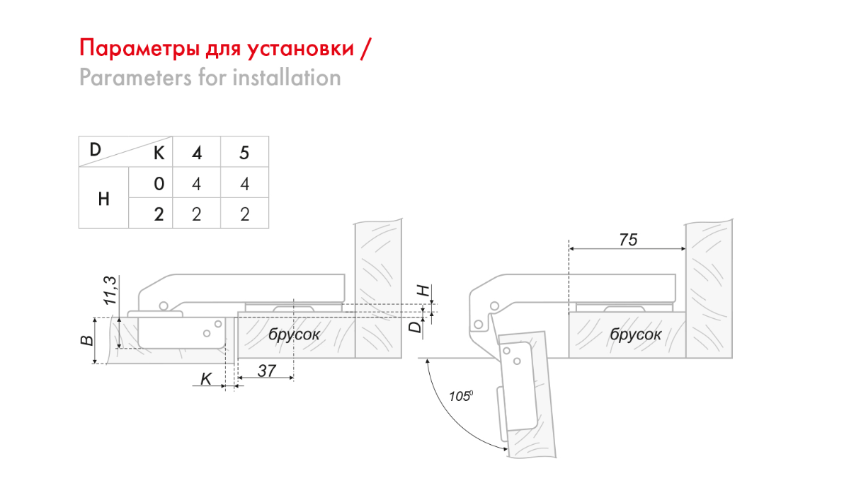 BRD H94702 Петля для фальшпанелей без пружины NEO LINE PUSH (без планки) (снято)