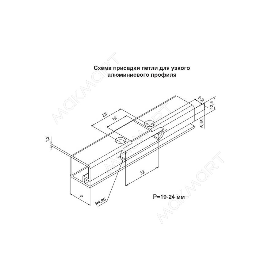Петля 105 накладная с доводчиком, для алюминиевой рамки, Clip-on (cam), отделка черный никель (заказ