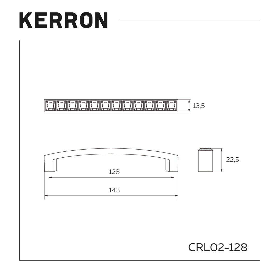 KR CRL02-128 BA ручка-скоба 128 мм  бронза с кристаллами SALE