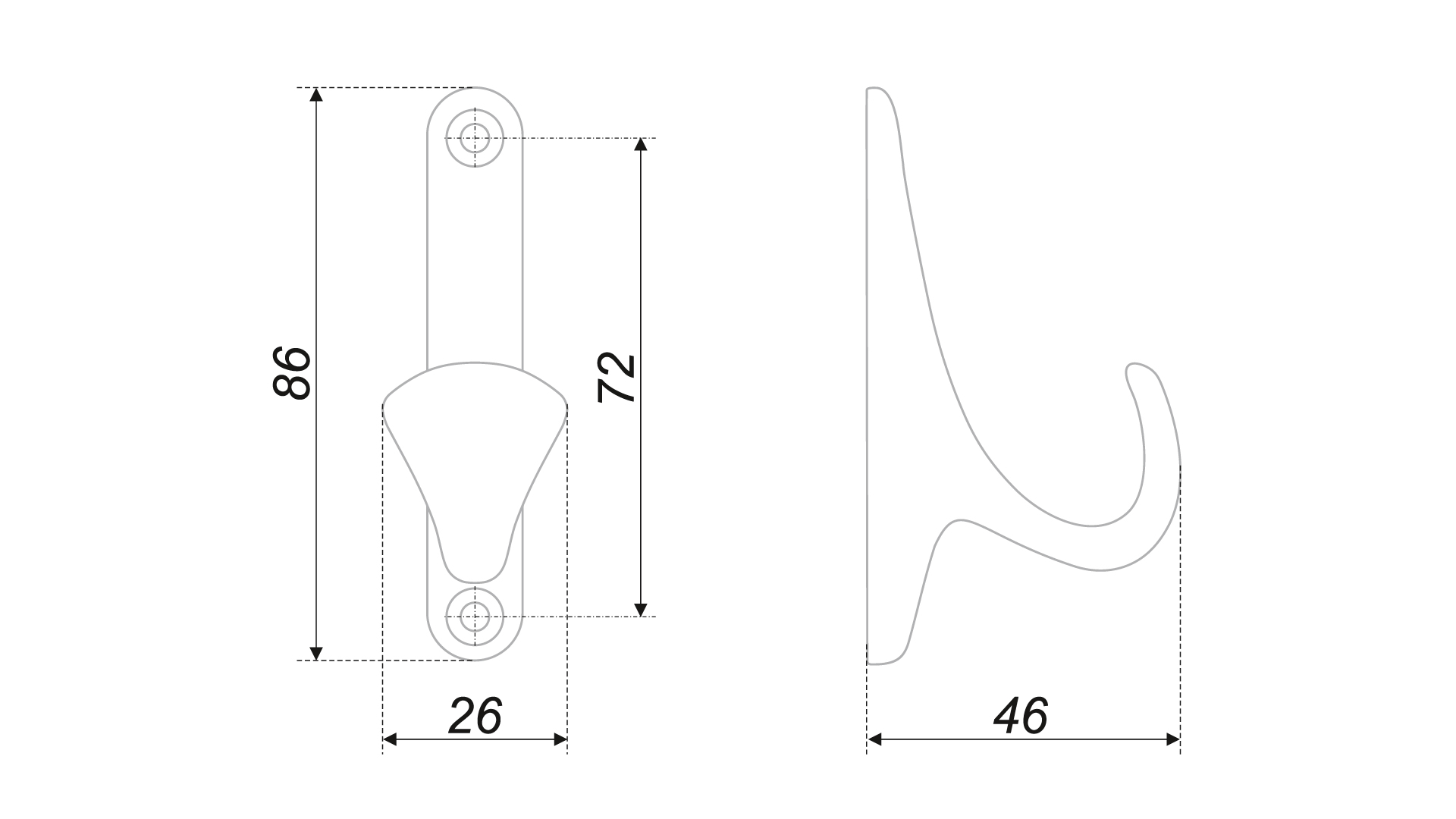 BRD K102BL.2 Крючок LUIS однорожковый черный матовый