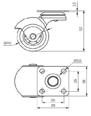 Опоры колесные на площадке d 40 "Шар"
