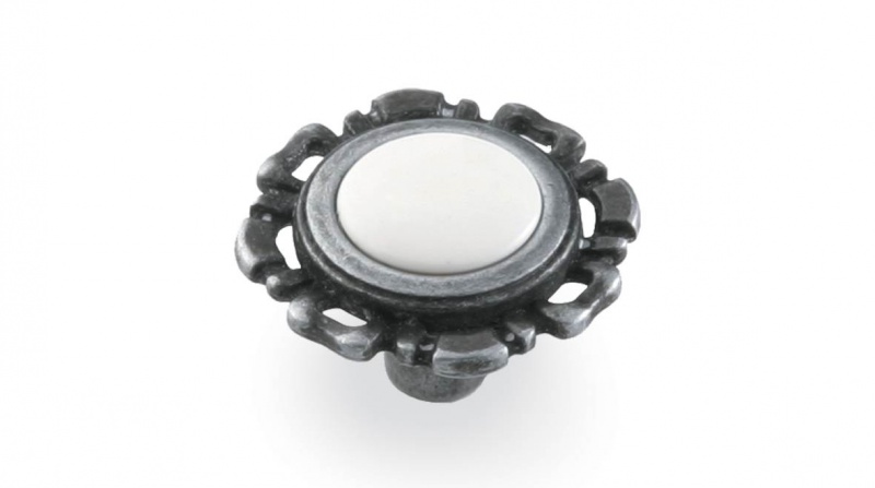 ВЛ FB-033 ручка кнопка старое олово/белый (TS) SALE