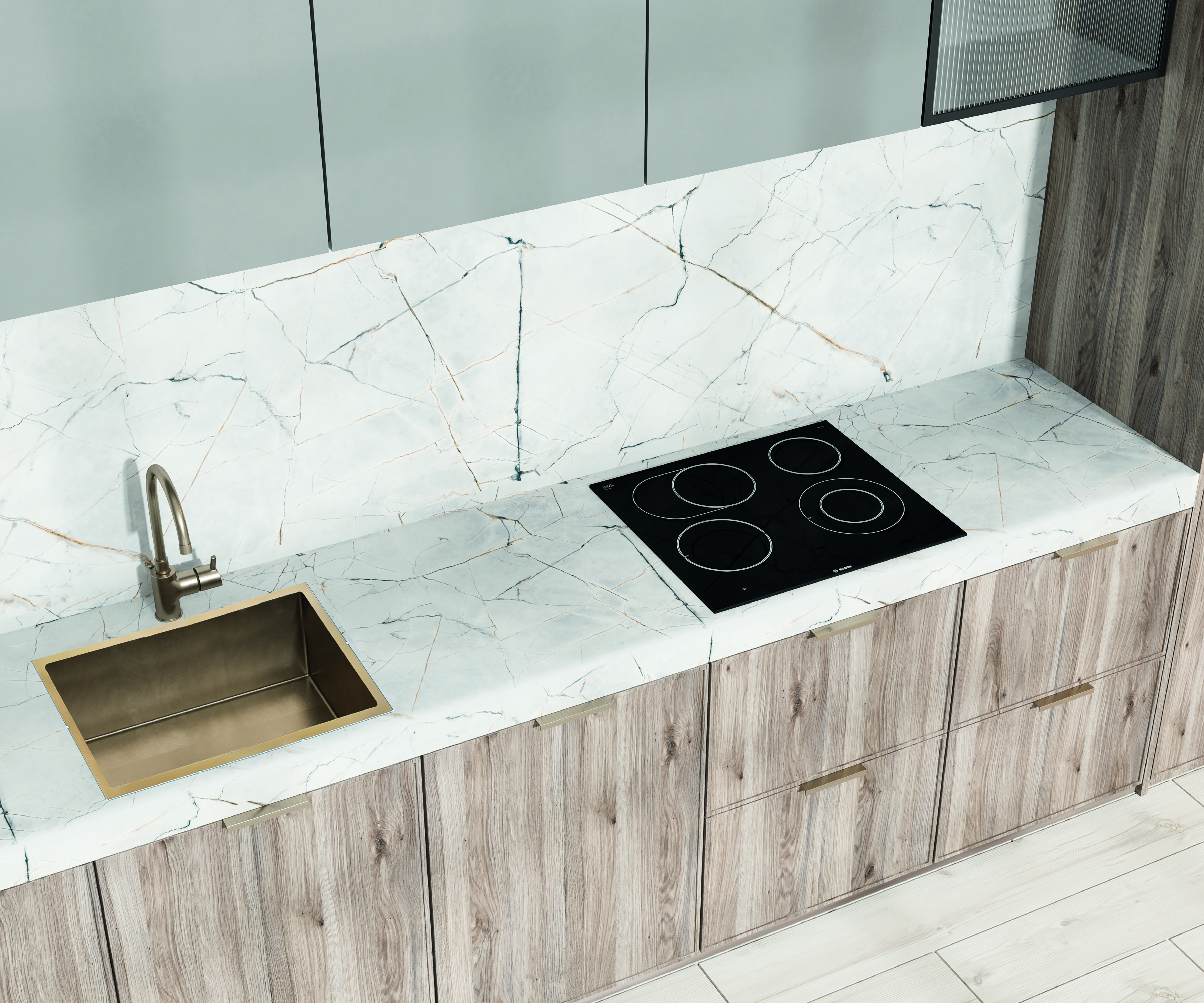 Столешница R3 КЕДР МК 4000*600*38мм 1 группа - Азул 3124/S R3